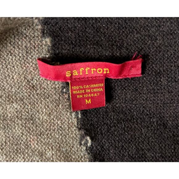 Saffron Women’s Size Medium 100% Cashmere Open Cardigan Artsy Handkerchief Hem - Picture 7 of 7